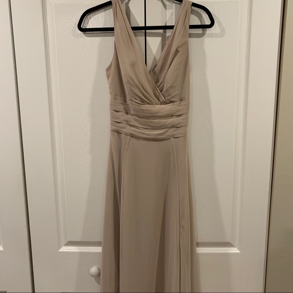 David’s Bridal Surplice Tank Long Chiffon Biscotti